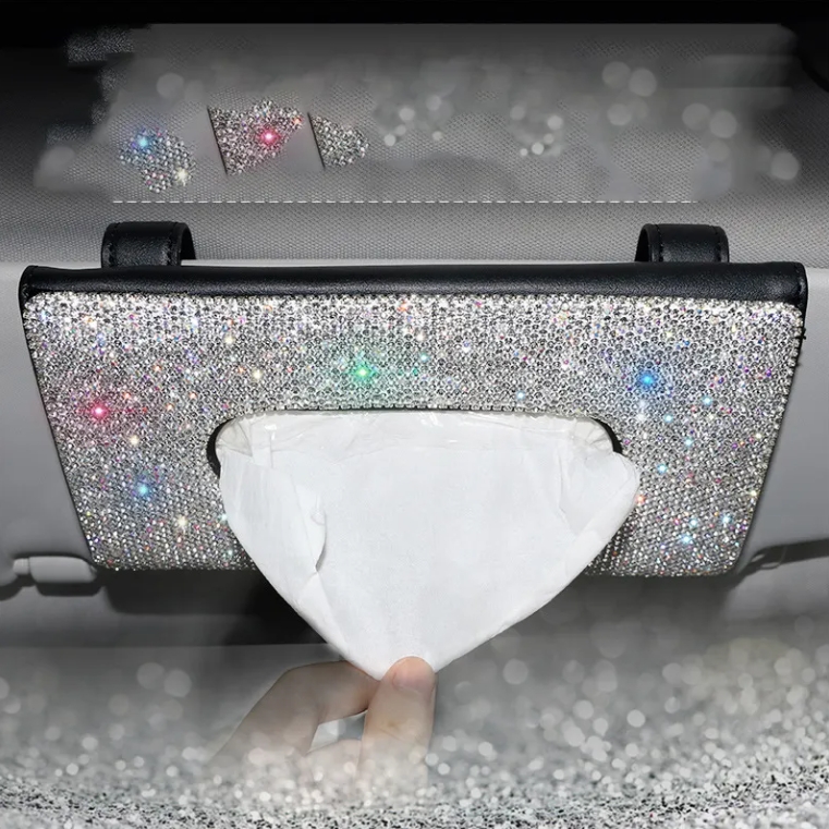 TOP Professional Diamond Bling Supplier Customized Car Interior Accessories Car Tissue Box